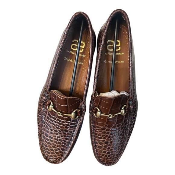 Allen Edmonds Grand Cayman 9D Brown Gator Print Men\'s Loafers
